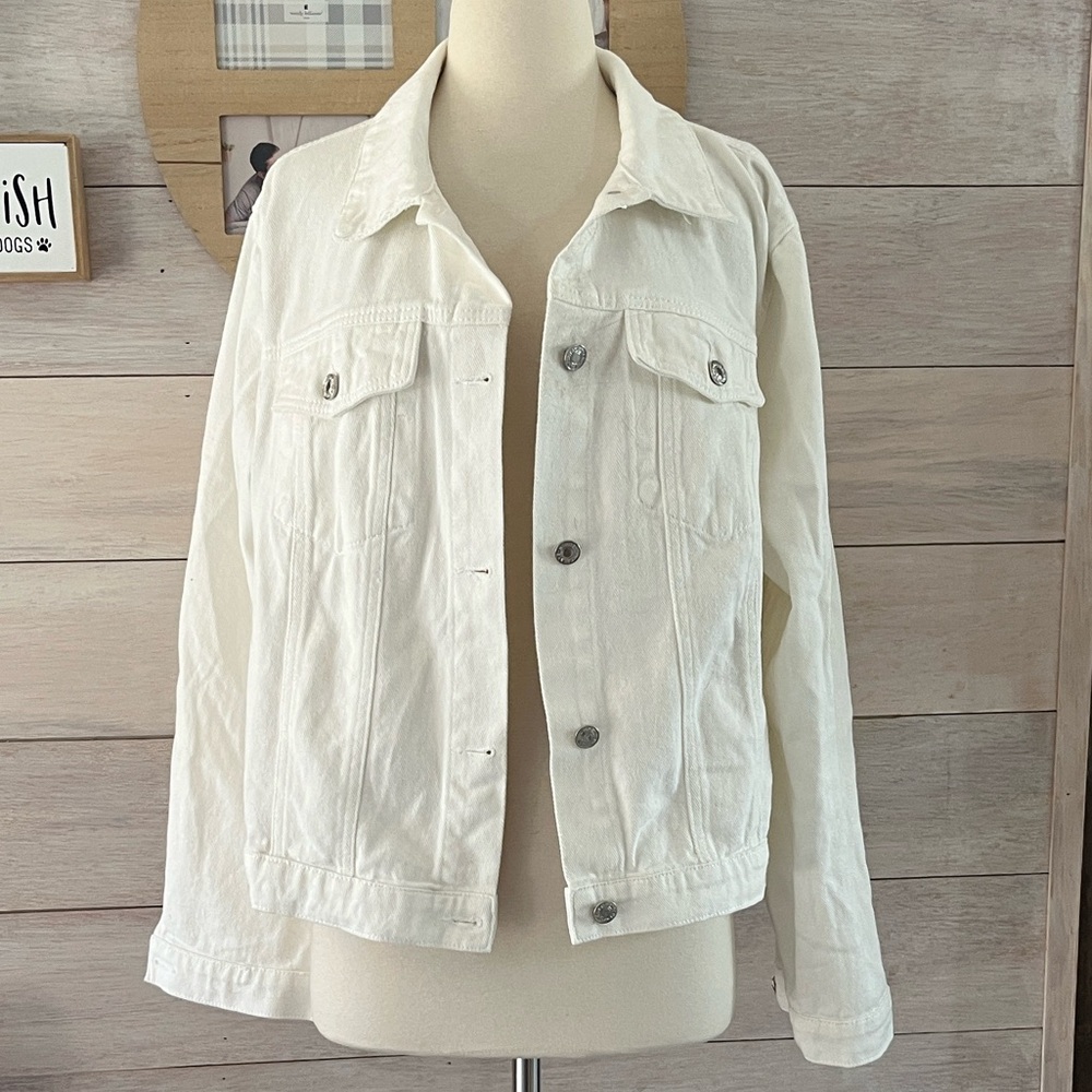 Women's White Denim Jacket 3X